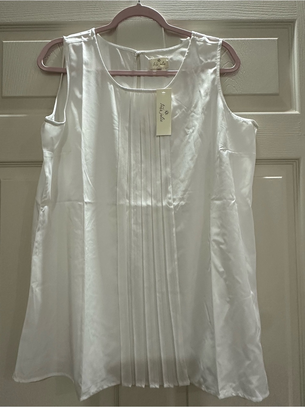 Tres Jolie Accessories White Pleated Front Satin Camisole